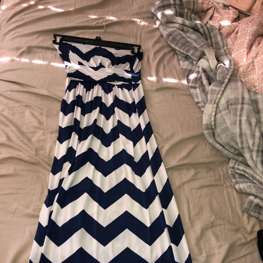 Blue chevron maxi dress